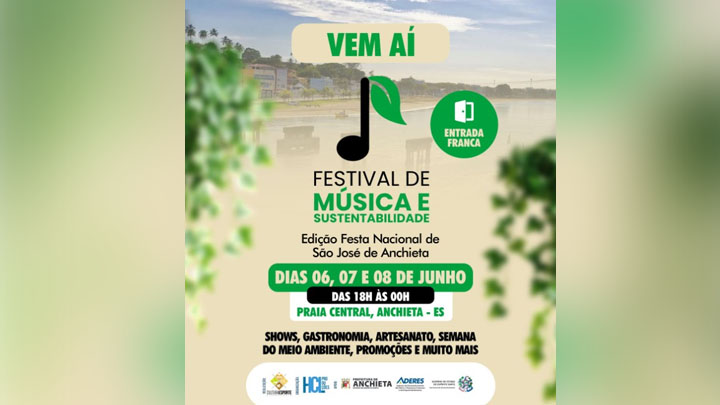 Festival de Música e Sustentabilidade será atração na Festa Nacional de São José de Anchieta